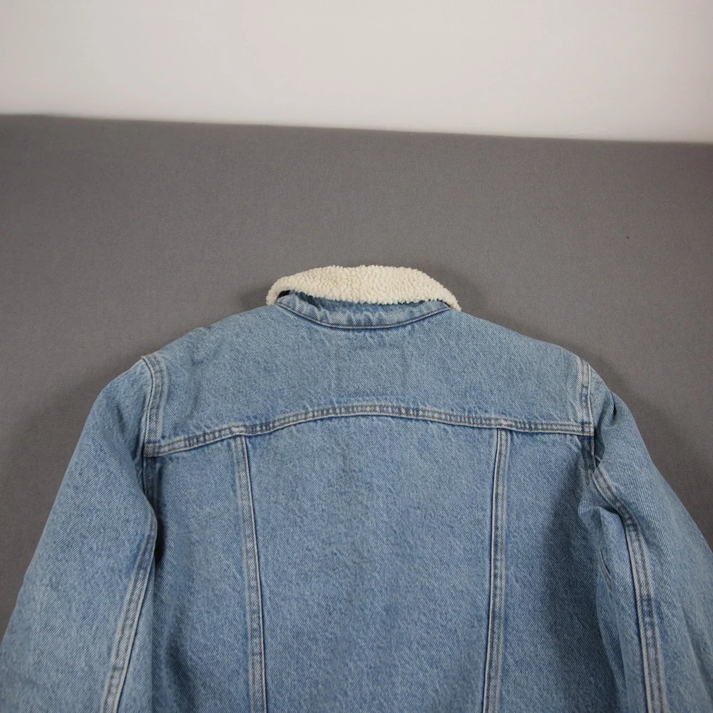 Levi's Sherpa Collar Lined Denim Trucker Women Jacket XL Western Cowgirl Y2K